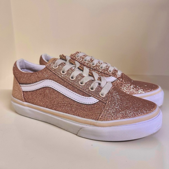 NWOT Rose Gold Glitter Vans Sneakers - Picture 1 of 11